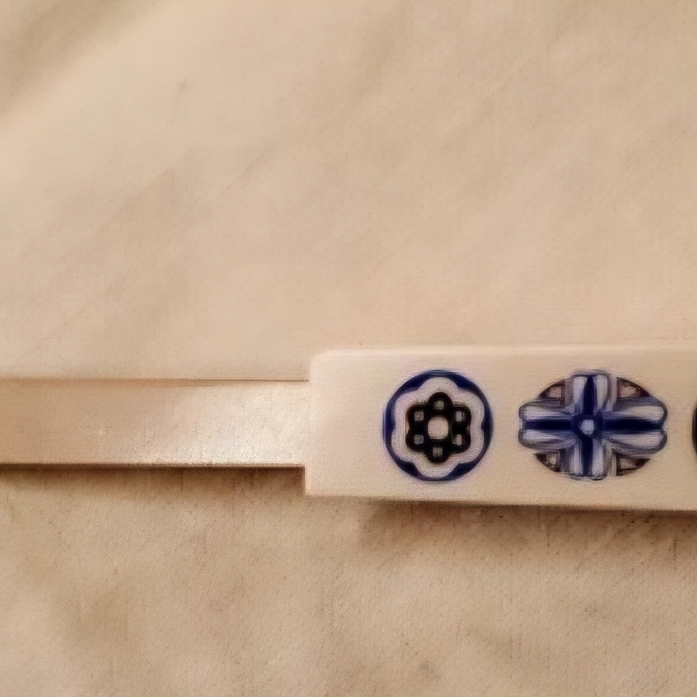 White and Blue Vintage Ace Steel Coated 2 Prong Turning Fork